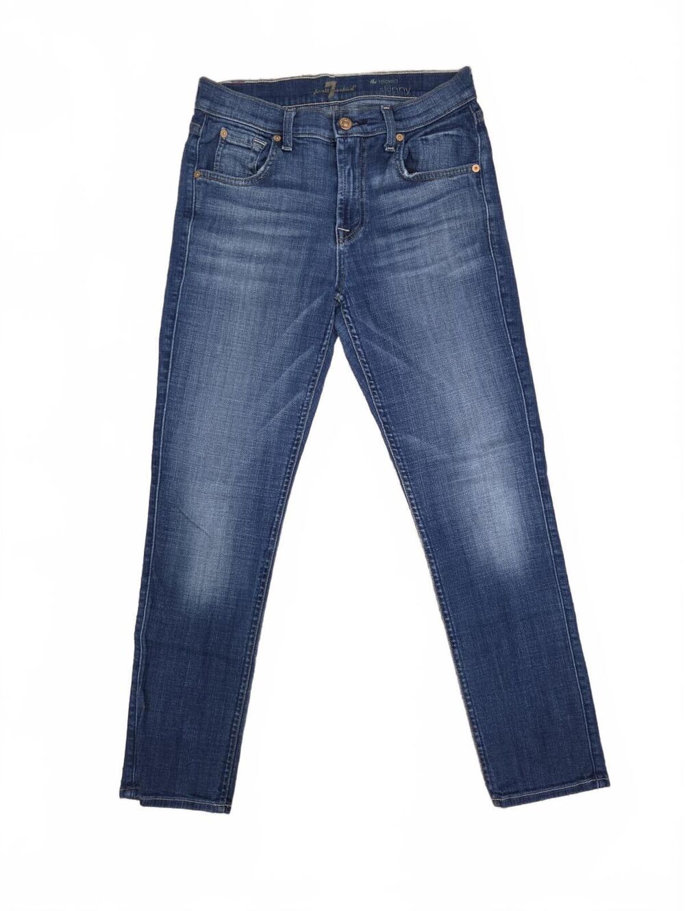7 For All Mankind The Relaxed Skinny Blue Stretch Denim Jeans Womens Size 25